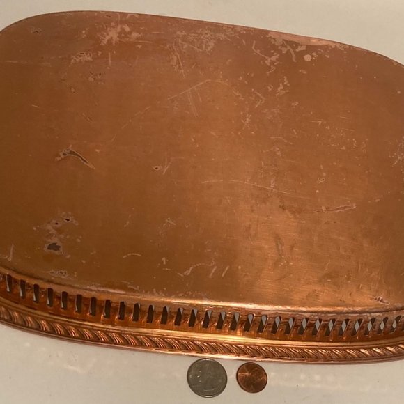 Vintage Copper Metal Serving Tray, Platter, Plate - Picture 5 of 5